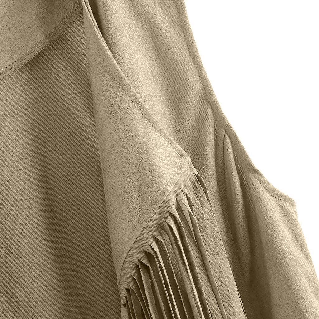 Mujer Otoño Invierno Ante Étnico Sin Mangas Borlas Chaleco Con Flecos Cárdigan