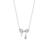 Elegant S925 Sterling Silver Diamond Bow Ballet Clavicle Chain Necklace