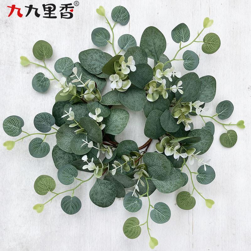 American Imitation Wreath Candle Wreath Eucalyptus Wreath Eucalyptus Leaf Wreath Dining Table Money Leaf Wreath