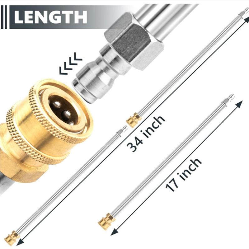 High Pressure Extension Wand Stainless Steel Durable Heavy Duty Attachment for Pressure Washer Car Deck Fence Cleaning