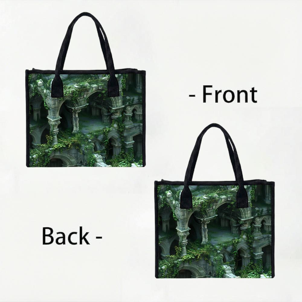 Vintage Ruins Print Tote Bag Stylish Daily Carry Bag for Outdoor Shopping Travel Commute