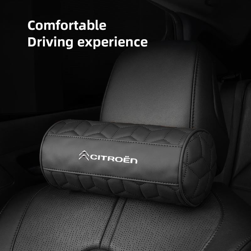 Car Headrest Pillow Leather & Memory Foam Neck Support For Citroen C4 C3 C5 C5X e-C4 X e-C3 C-Elysee Berlingo C1 C6 C2 Keychain