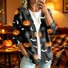 Women's Casual Long Sleeve Jacket with Halloween Print for Fall Parties and Daily Wear