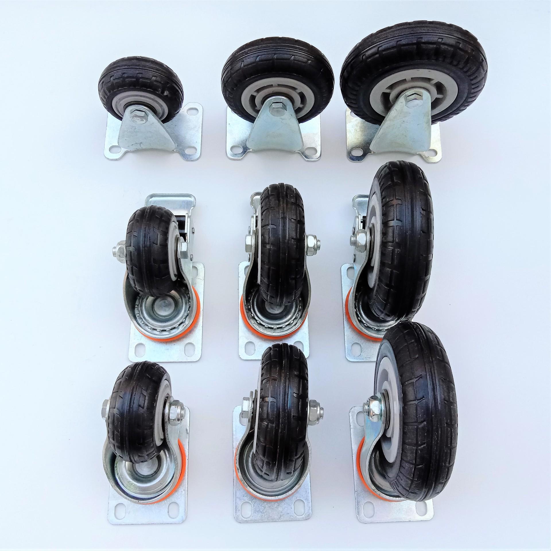 Silent Swivel Caster with White Core and Black High-Elastic Rubber Wheel, Medium Duty 3-inch Medium Elastic, Fixed