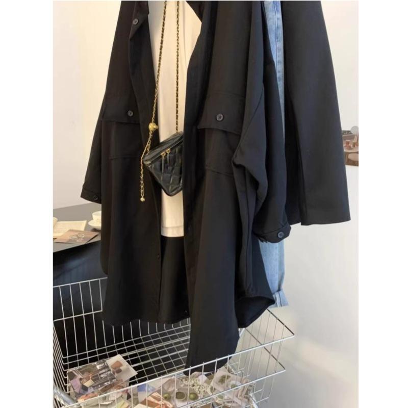 Loose Long Sleeve Pure Color Women's Shirt Jacket Summer Comfortable Casual Loose Fit Sun Protection Windbreaker Coat