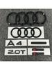 AUDI A4 4Ring logo ABS Black Car Hood Front Grill Rear Trunk Emblem Sticker A4 Mark Quarrto 2.0T Sline Emblem For A4 2008-2017