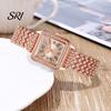 Durable Ladies Watch Women's Square Crystal High Accuracy Quartz Movement Rhinestone Paved Dial Scratch-Resistant Shiny Bezel Mineral Glass Alloy Case