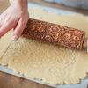 1-5PCS Christmas Snowflake Embossed Rolling Pin Wooden Dough Roller with Laser Cut Paisley Pattern for Holiday Baking