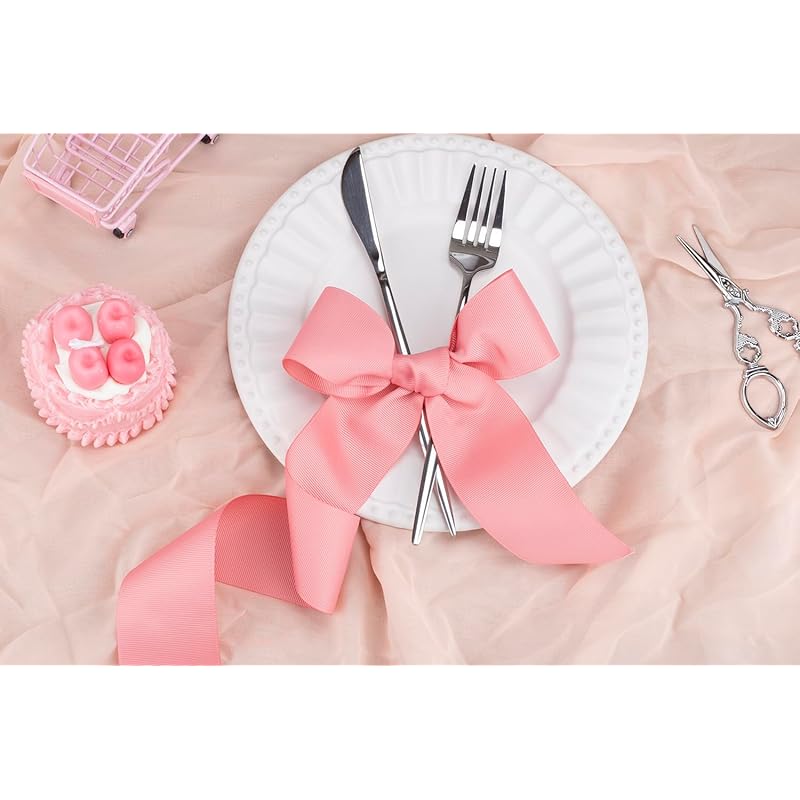 [Tekdeere]Width 50mm Solid Dusty Rose Grosgrain Ribbon, Perfect for Gift Wrapping, Sewing, Hair Accessories, Wedding Decorations - 22 Meters/roll