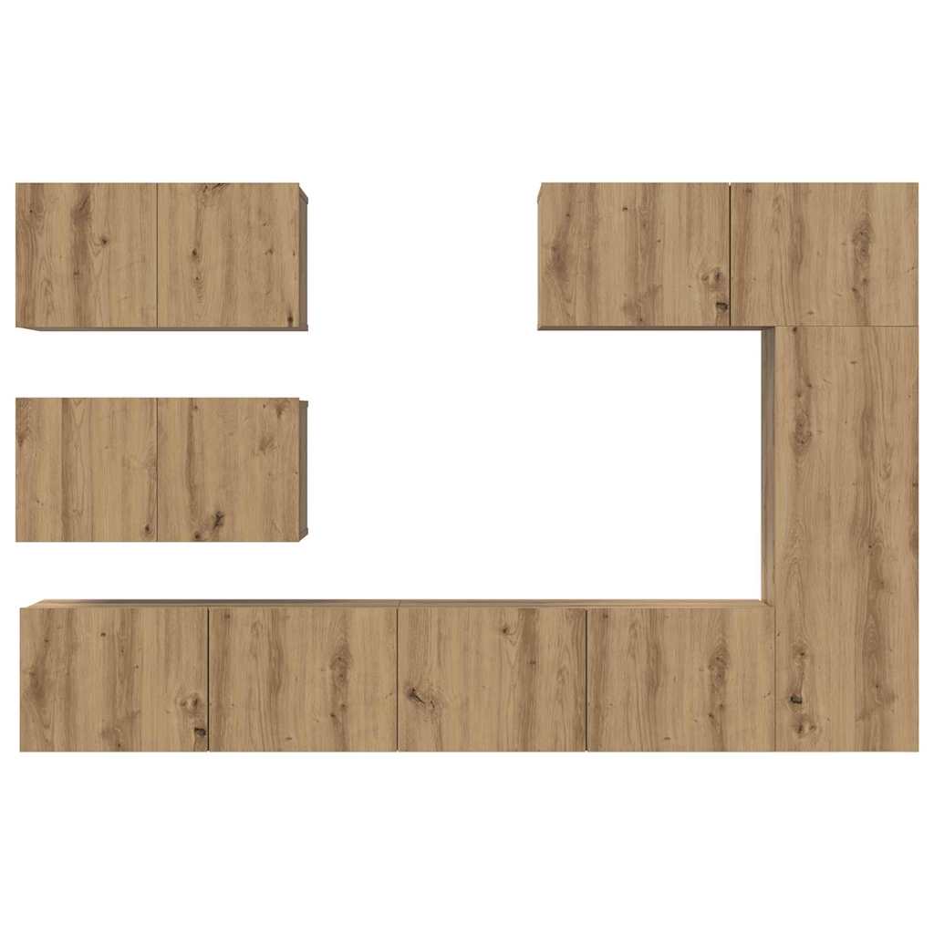 Wall Mounted TV Cabinet Set 6 pcs Artisan Oak Wood Based Material