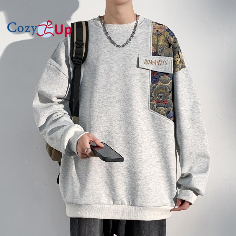 Herr Patchwork Crewneck sweatshirt Långärmad lättvikts frotté sweatshirt Casual Workout Pullover Shirt Toppar