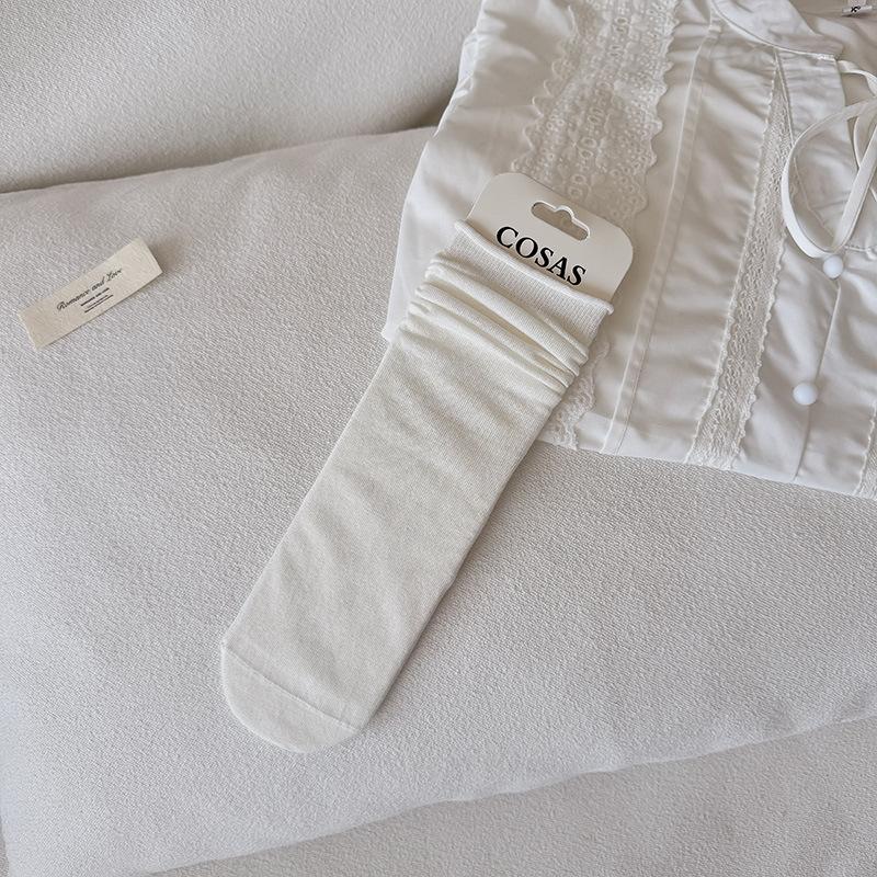Rolled-edge Children's Thin Model Moisture-wicking Breathable Mid-calf Socks, Pure Color, Simple Design, Versatile and Easy To Match. Pile Socks.