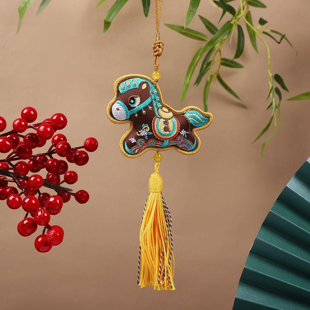 Chinese Style Pony Embroidered Pendant Tassel Horse Hanging Decoration  Cultural Gift