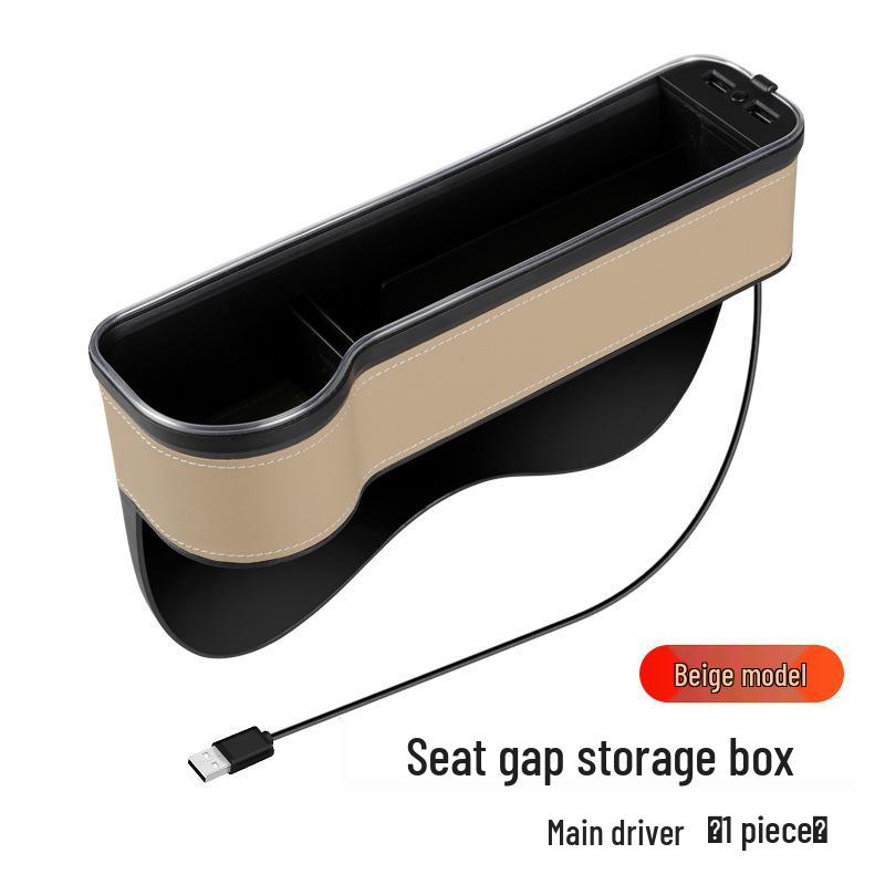 RGB Car Seat Gap Storage Box with Charging Port - Portable Organizer