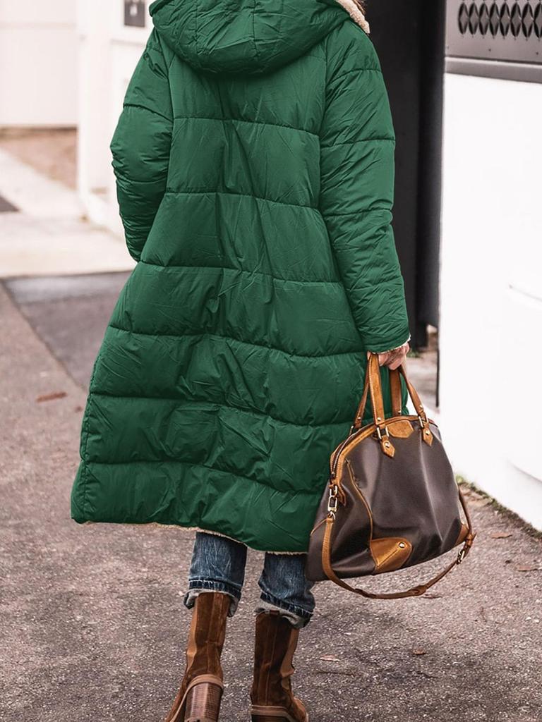 Giacca in Cotone con Cappuccio a Colore Solido Manica Lunga Cappotto in Pile Spesso Caldo Soprabito