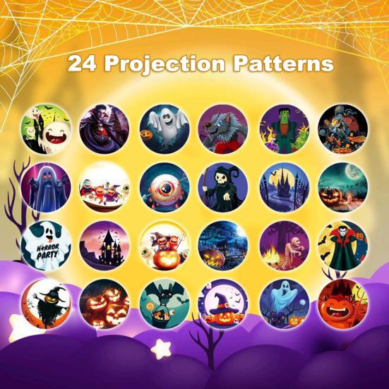 Halloween Projection Flashlight Portable 2-In-1 Projector Lamp Different Image Projection Toys Easy To Use Gift for Kids