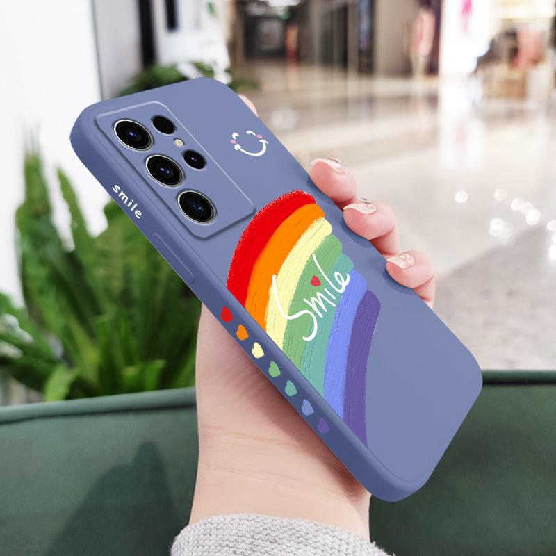 

Warm Rainbow Phone Case For Samsung Galaxy S25 S24 S23 S22 S21 S20 S10 S10E Ultra Plus FE Note 20 Ultra Plus Cover Galaxy S23 Ultra світло-синій колір