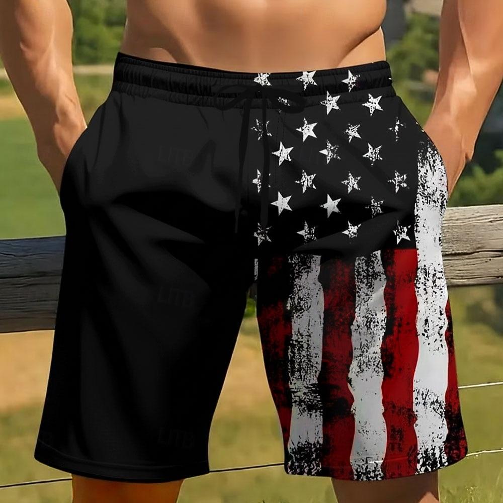 

Men s 4th of July U.S. 250th Anniversary American Flag Patriotic Swim Trunks Swim Shorts Board Shorts Mid Waist Casual Holiday XL