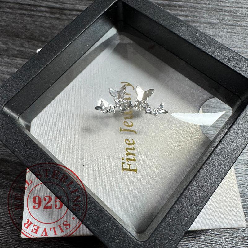 Sweet Butterfly Stud Earrings  Sterling Silver Dainty Exquisite Gorgeous Ear Accessories for Women Chic Party Jewelry