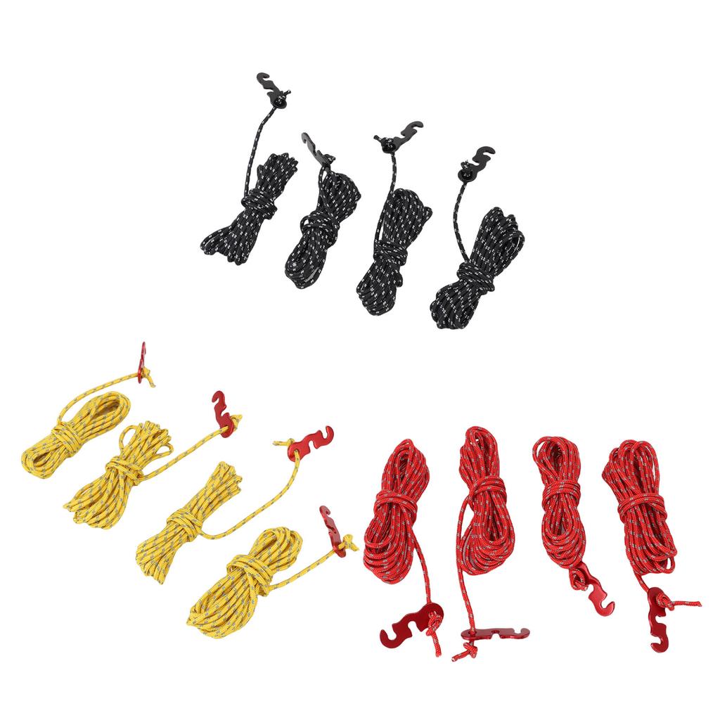 4Pcs Outdoor Camping Rope 9.8ft Nylon Wind Proof Reflective Strip Adjustable Length Tent Cord Tie Do