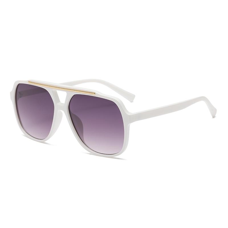 New Fashion Minimalist Ocean Piece Sunshade Sun Glasses Retro Double Beam Pilot Eyeglasses Uv Protection Female