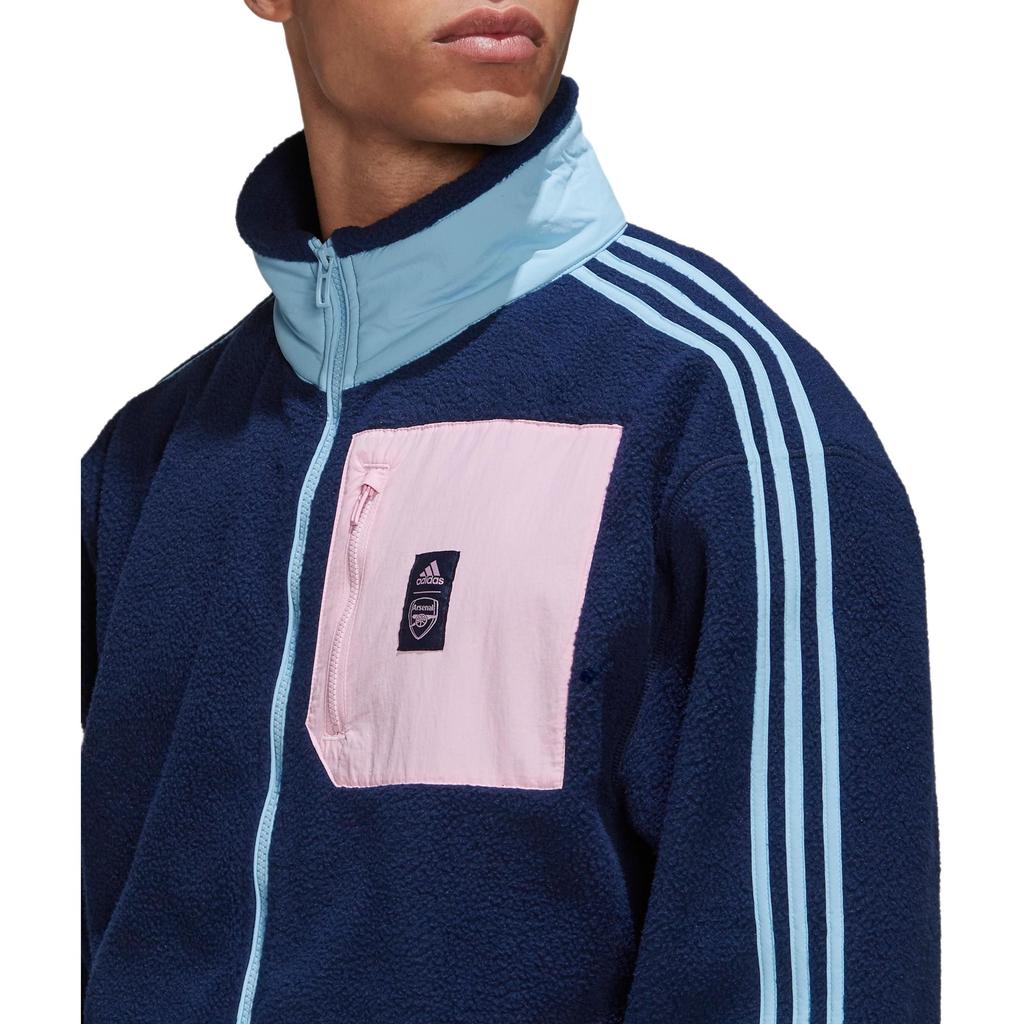 adidas Spalvų blokų logotipas priekinė kišenė Sportinis švarkas Vyriškas švarkas Mėlynas HF4040
