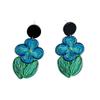 High-End Blue Floral Acrylic Earrings - Simple, Versatile, Fresh Forest Style