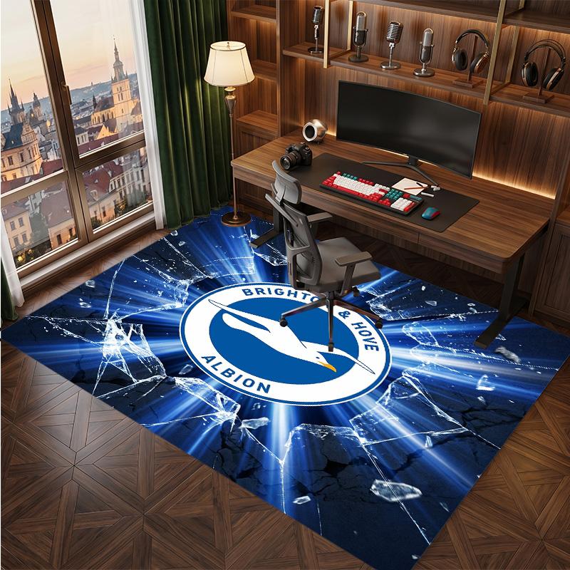 Brighton & Hove Albion Football Print Crystal Velvet Rug, Comfortable Water Absorbent Non Slip Indoor Floor Carpet