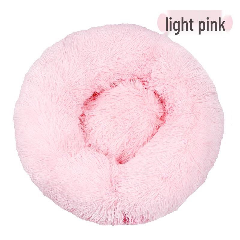Round Plush Cat & Dog Bed – All-Season Warmth, Multi-Size Options for Small & Medium Pets
