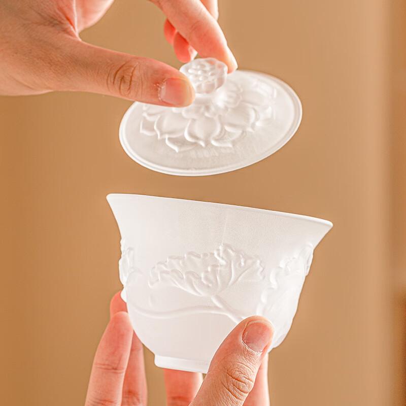 Матовое стекло Лотос Гайвань Чайная чашка