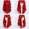 Lolita Cosplay Wig With Double Tiger Clips Red Long Curly Synthetic Hair For Anime Costumes