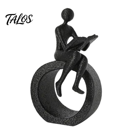 Talos 3D Printed Reading Figurine, Abstract Reader Statue for Home Decor, Modern Minimalist Sculpture Bookshelf Desk Office Ornament