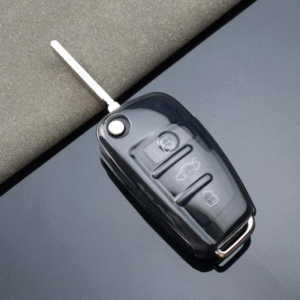 For A1 A3 8P A4 A5 A6 C7 A7 S3 S7 S8 R8 Q2 Q3 Q5 Q7 Q8 SQ5 TT RS3 RS6 Transparent Car Remote Key Case Cover