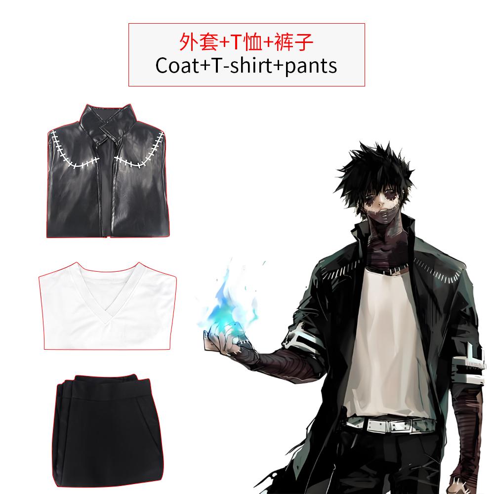 Anime My Hero Academia Dabi Disfraz de Cosplay Abrigo Negro Camisa Pantalones Conjunto Completo Uniforme Traje de Carnaval Fiesta de Halloween para Hombres Adultos