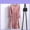 Elegant Floral Chiffon Long Sleeve Casual Vintage Boho Maxi Dress For Women