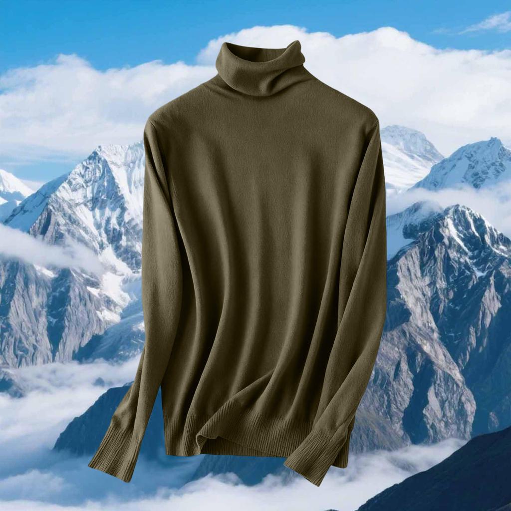 Dam Slim Fit Temperament Ull Långärmad Sömlös Polotröja