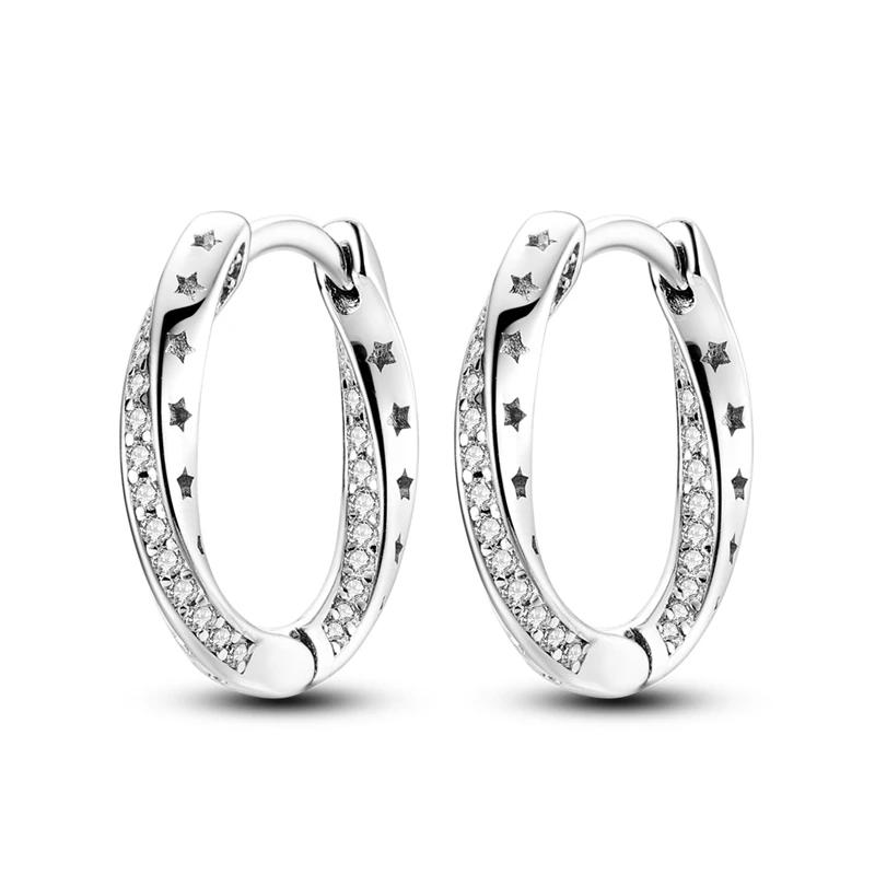 925 Sterling Copper Heart Snake Bone Pattern Cross Shell Zircon Four-pointed Star Earrings for Women Earring Fine Zircon Gifts