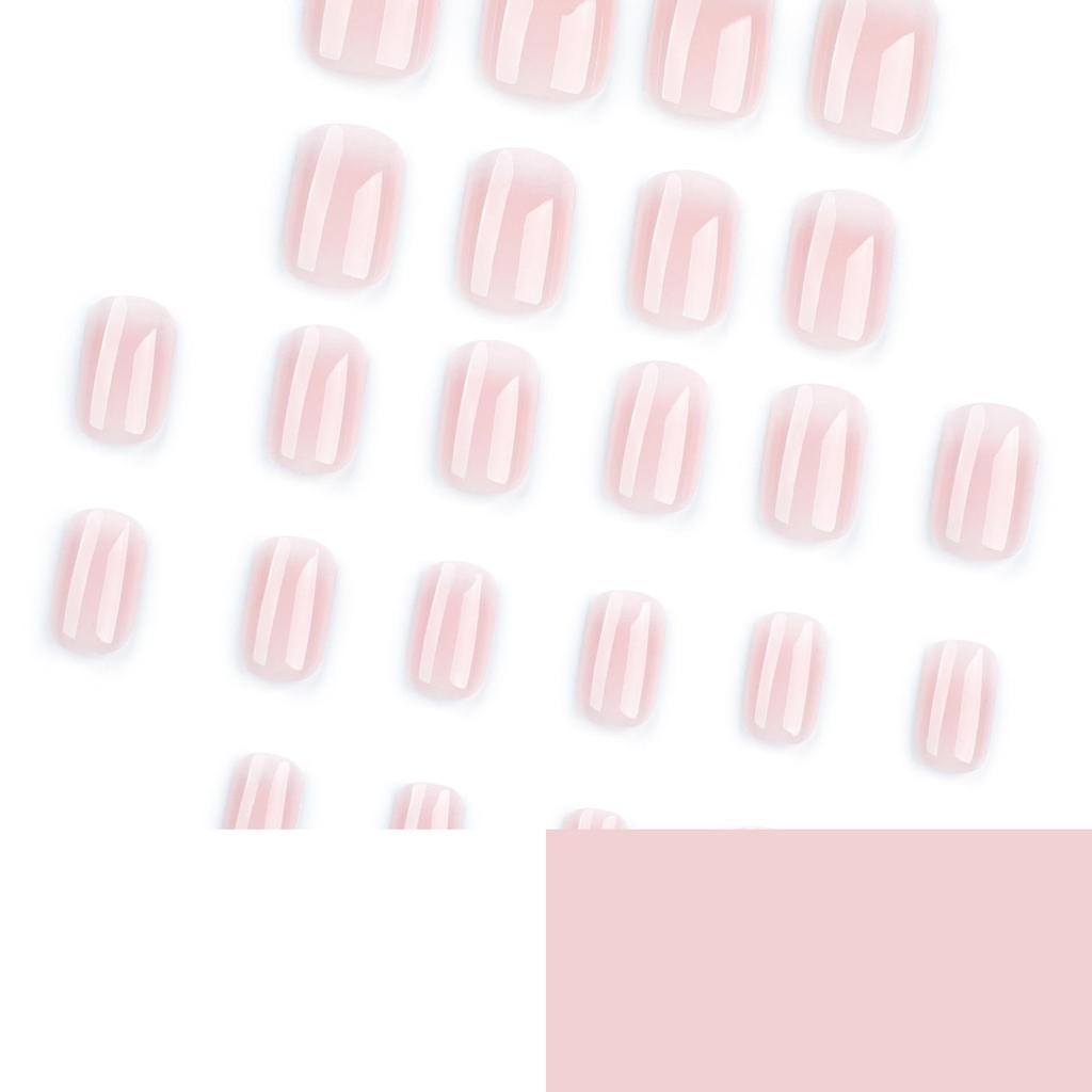 Französische Rosa-Weiße Farbverlauf Kurze Quadratische Press-On Nägel