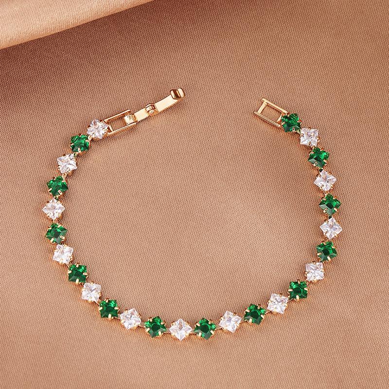 Brățară colorată cu zircon placată cu aur pentru femei - Bijuterii de lux ușor high-end cu cataramă pliabilă