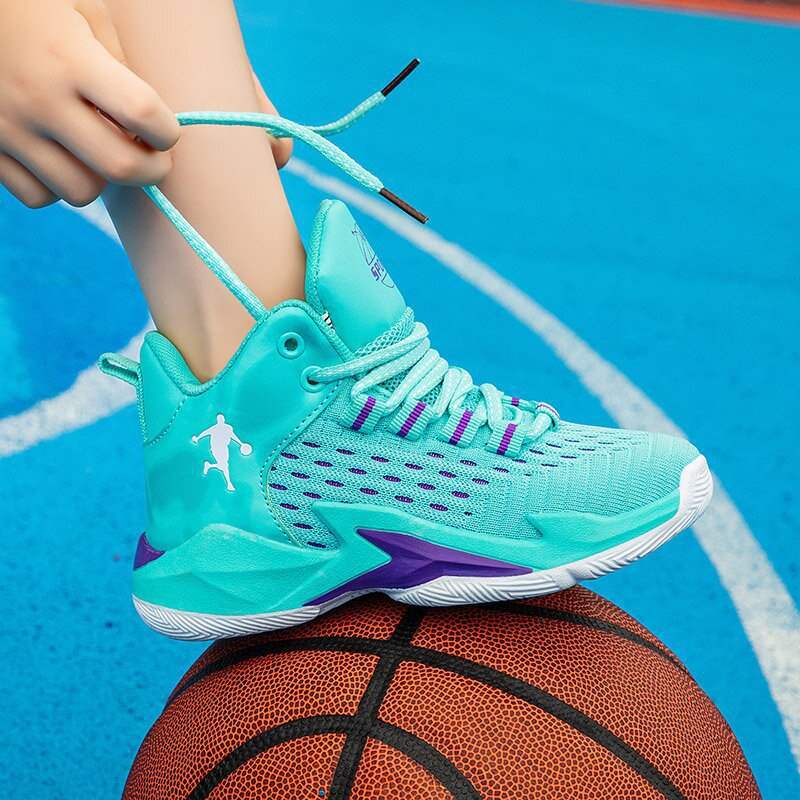Children's basketball shoes Children's breathable mesh sports shoes Medium and large children's small training shoes Soft-soled running shoes