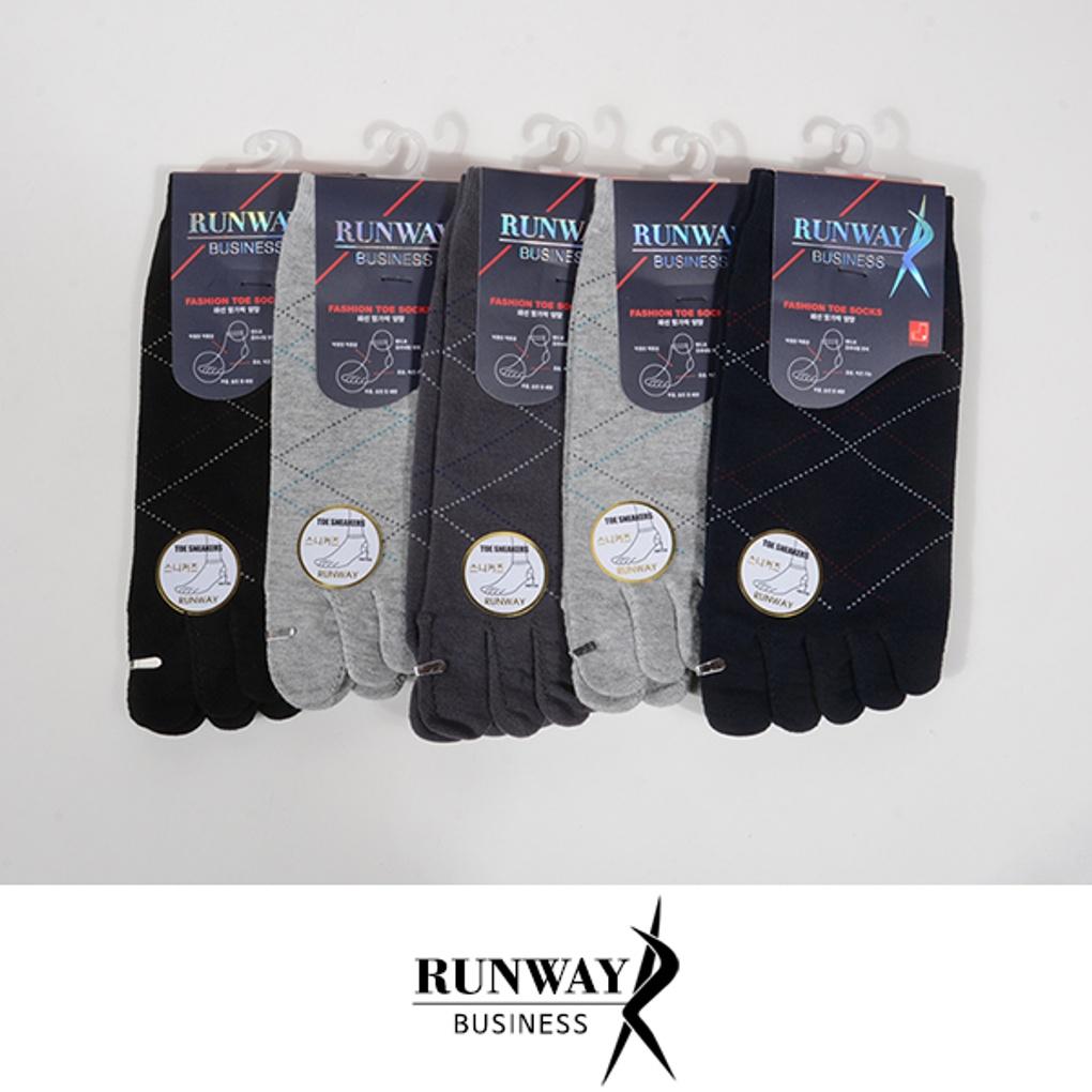 [Nana] Runway Big Diamond Pattern Gentleman Toe Sneakers Socks 5 pairs of mixed colors