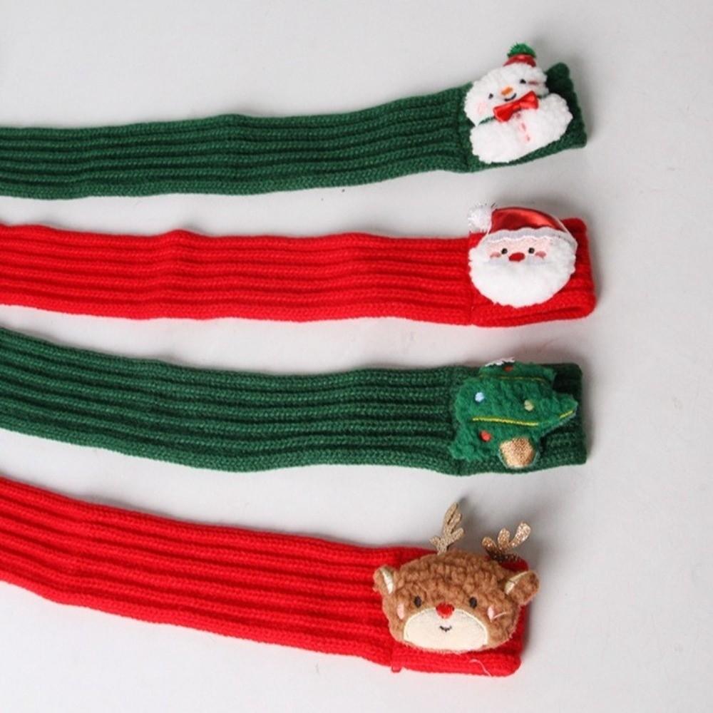 Decorative Red Green Pet Christmas Scarf Plush Cartoon Dog Knitted Scarf Santa Claus Warm Cat Dog Scarf Winter Season