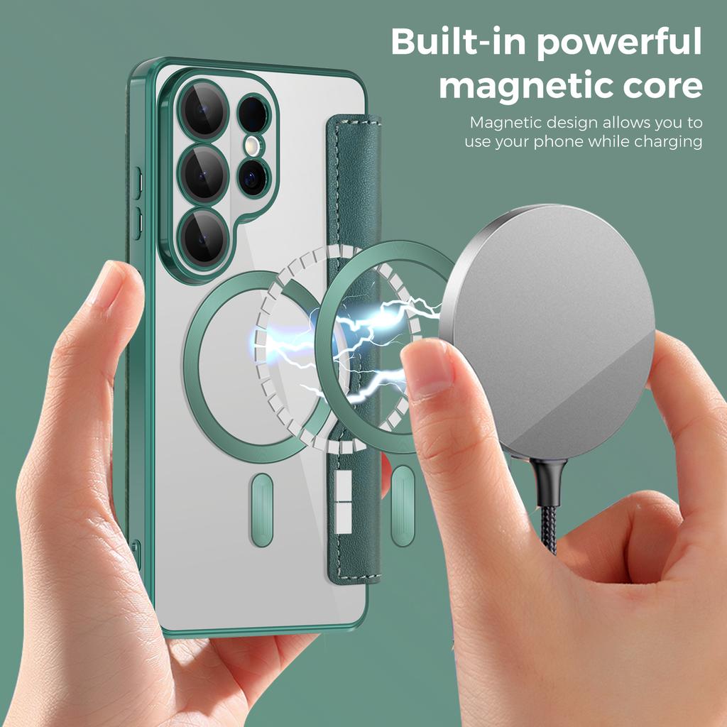 For Samsung Galaxy S26 Ultra Magnetic Case RFID Blocking Card Holder Leather Phone Cover with Lens Film