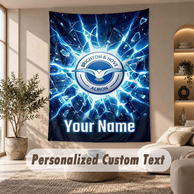 Tapestry Custom Name Text, Wall Hanging Tapestry Home Room DecorBrighton & Hove Albion Football