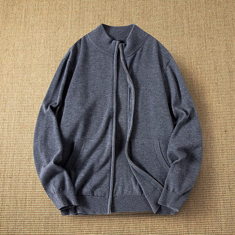 

FAPAI Men s Merino Wool Blend Stand Collar Zipper Cardigan M 48