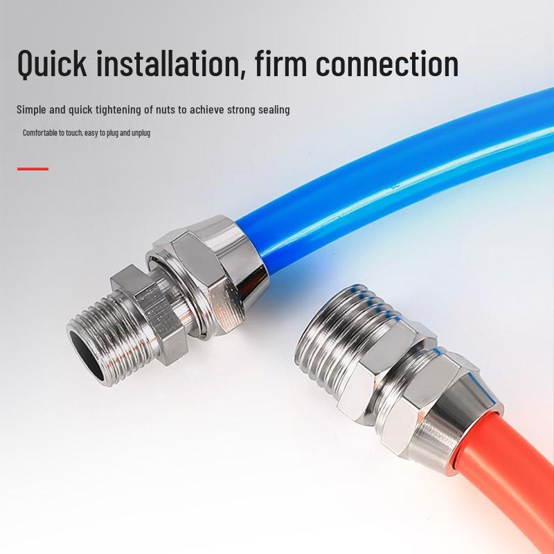 Copper Nickel Quick Connect Pneumatic Fitting PC8-02: Straight Lock Nut Air Tube, 6-16mm.