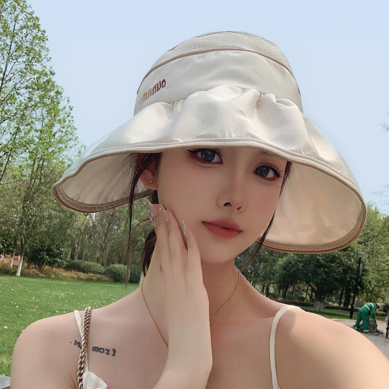 Netzatmungsaktiver Sonnenschutz-Sonnenhut Sommerhut Damen Outdoor-Sport Reisen Leerer Oberhut Einfarbiger einfacher Sonnenhut