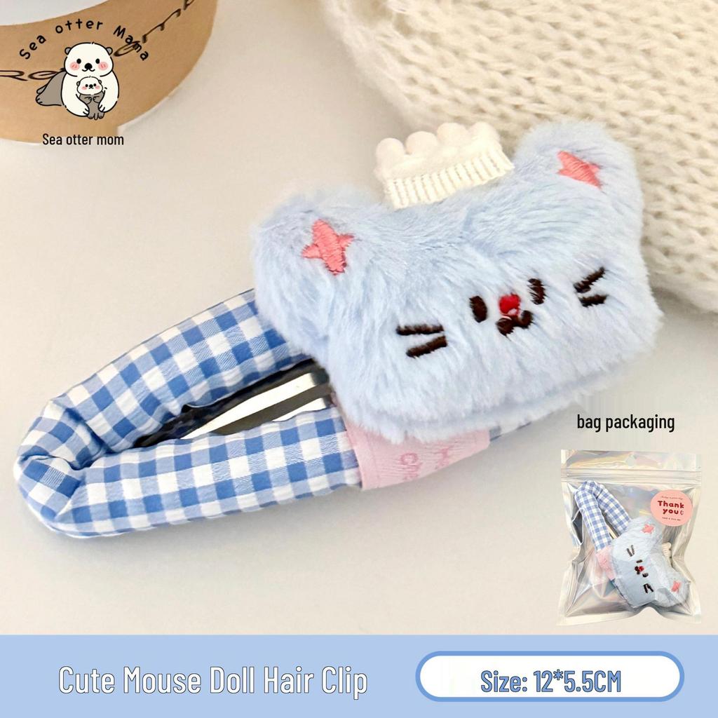 Korean Style Cute Cartoon Rabbit Gingham Hair Clip for Girls