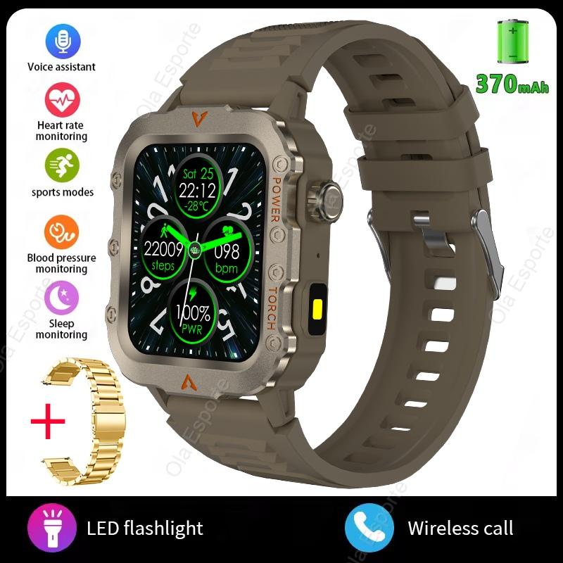 New Sports Smartwatch Bluetooth Call LED Flashlight Sleep Health Monitoring Fitness Tracking Men Outdoor Smart Watch HT30