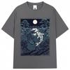 Japanese Style Yin Tang Koi Fish Moonrise Graphic T Shirt   Fashion Vintage T-shirts Oversized Cotton Casual Y2k T-shirt